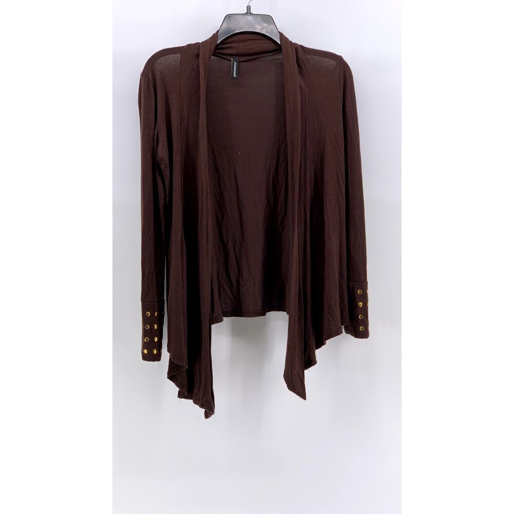 JASON MAXWELL Women's Brown Studded Open Front Cardigan SZ M